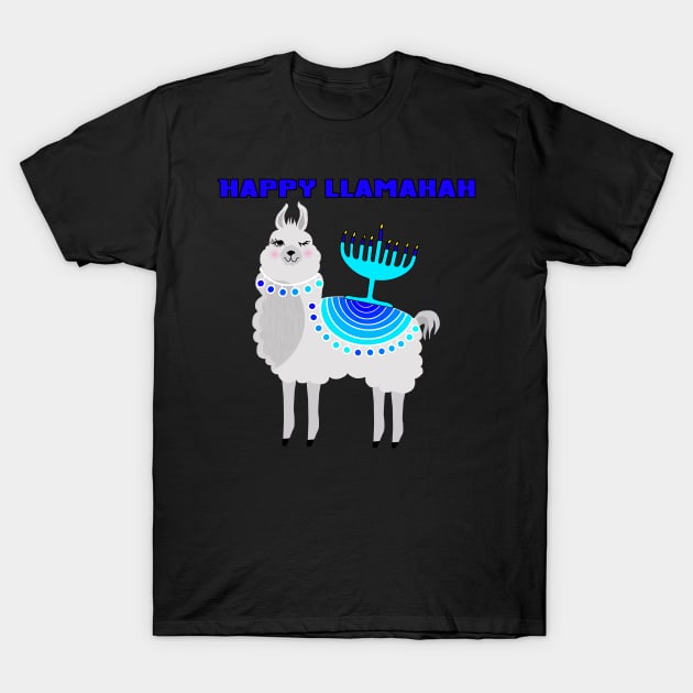 happy llamakah or Chanukah T-Shirt by Lynndarakos